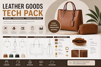 create tech packs for fashion brands, luxury handbag leather goods and accessory