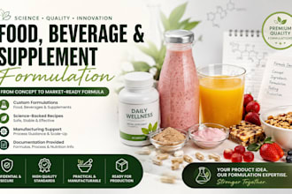 formulate food beverage and dietary supplement products for manufacturing