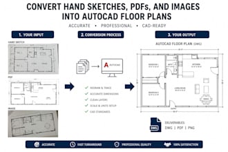 convert hand sketches, pdfs, and images into autocad floor plans