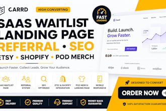 build carrd saas waitlist landing page refferal SEO etsy shopify pod merch