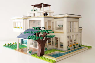 design custom 3d lego moc sets house, cars in bricklink studio with instructions
