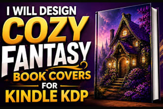 design cozy fantasy book cover for kindle KDP
