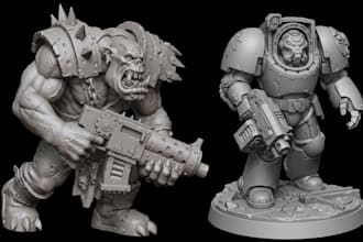 sculpt 3d warhammer 40k miniatures, space marines and stl models for 3d printing