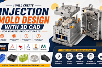 create injection mold design with 3d cad for plastic product parts