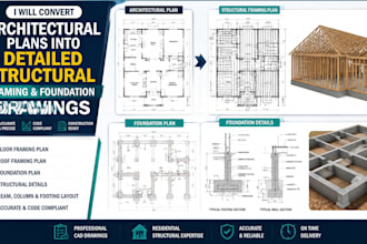 convert architectural plans into detailed structural and foundation drawing