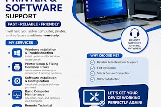 fix computer, printer and software problems remotely