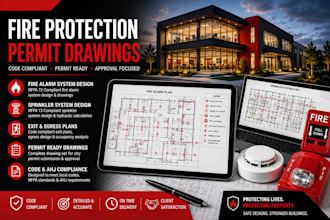 design fire protection sprinkler drawings for installation and building permit