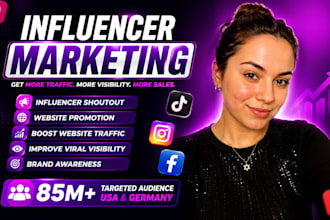 promote website shopify store shoutout to 85m tiktok ig fb USA german influencer