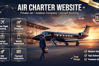 design air charter website, private jet booking, aviation company website