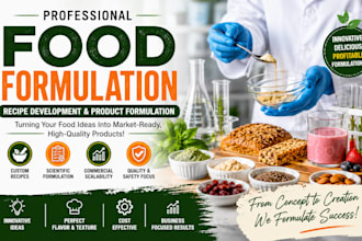 create food formulation, recipe development, and product formulation