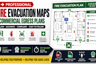 draft professional commercial egress plans and fire evacuation maps