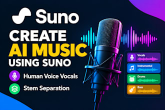 create ai music using suno, with human voice vocals and stem separation