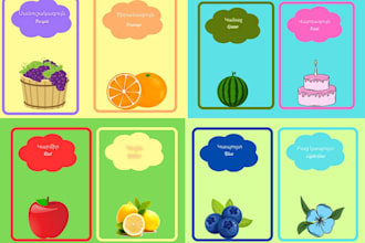 make colorful flashcards about colors in armenian and english languages