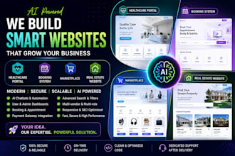 build ai powered healthcare portal, booking, marketplace and real estate website