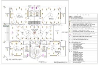 draft electrical blueprint from sketch, house mep drawings, lighting layout plan