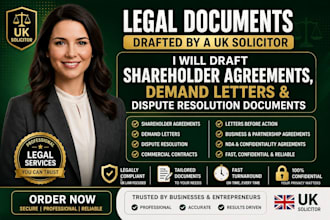 draft shareholder agreement demand letter dispute resolution as a uk solicitor