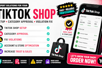 setup tiktok shop approve tiktok shop categories and fix tiktok shop violations
