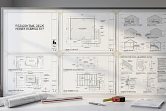 draw deck permit plans for city permit, patio permit and fence permit