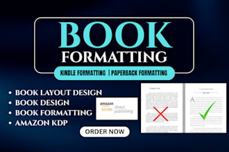 do book formatting, kindle formatting, paperback formatting, book layout design