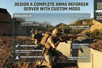 design a complete arma reforger server with custom mods