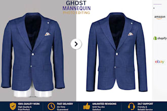 do professional ghost mannequin, neck joint and apparel photo editing