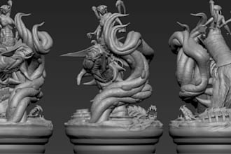 sculpt 3d fictional creature, humanoid element, wargaming dnd miniature,3d print