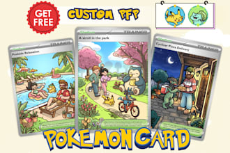 make cute doodle pokemon trainer tcg card illustration