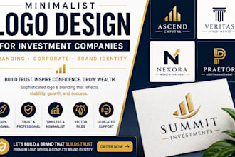 minimalist logo design for investment company branding corporate brand identity