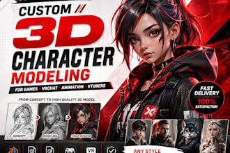 design custom 3d character modeling for games vrchat and animation