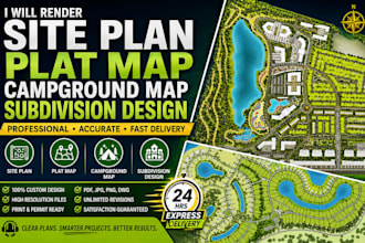 render site plan, plat map, campground map, subdivision design in 24hrs