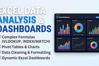 do advanced excel data analysis, formulas and dashboard