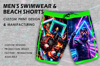 create premium resortwear and beach shorts print designs