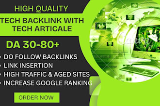 get you premium tech backlink on tech websites with tech articles