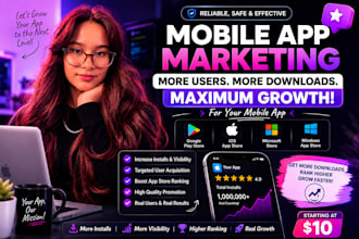 do mobile app marketing, promotion 5000 USA download aso user feedback