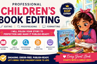 edit and proofread children story book format kids picture children book editor