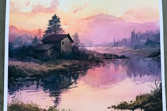 hand paint a watercolor or acrylic landscape