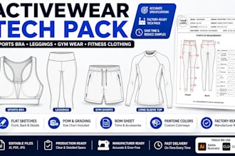 activewear tech pack for sports bra leggings gym wear and fitness clothing