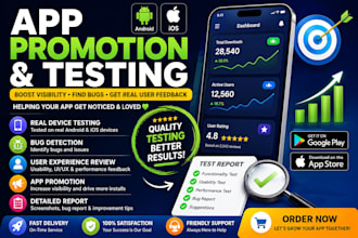 android ios app promotion, app testing, beta testing, and user feedback