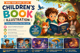 illustrate beautiful custom children storybook illustrations for amazon kdp