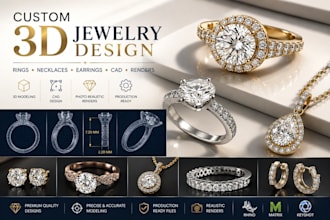 3d cad prototype jewelry design for custom jewelry 3d product design rendering