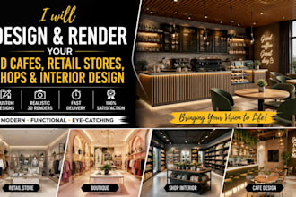 design and render your 3d cafes, retail stores, shops, interior design