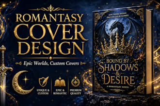 design a romantasy fantasy romance book cover