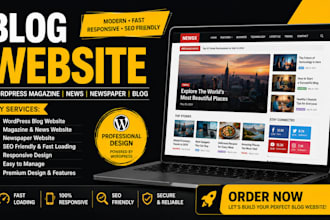 create wordpress magazine website, news website newspaper blog website