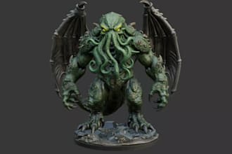 3d creature sculpt,tabletop rpg,fantasy horror design,mythical beast,monster stl