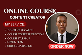 create online course content, training manual, workbooks, coursework lesson plan