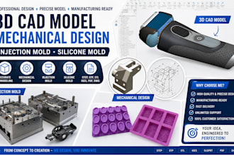 do 3d cad model, mechanical design, injection mold, silicone mold