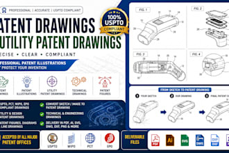 draw patent drawing, utility patent drawings and patent illustration
