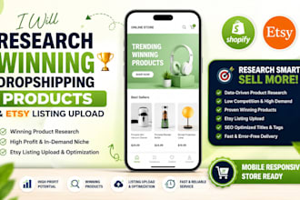 do shopify dropshipping winning product research etsy product seo listing upload