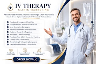 generate iv therapy clinic marketing, facebook ads, google ads, lead generation