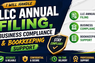 handle llc annual filing, business compliance and bookkepping support